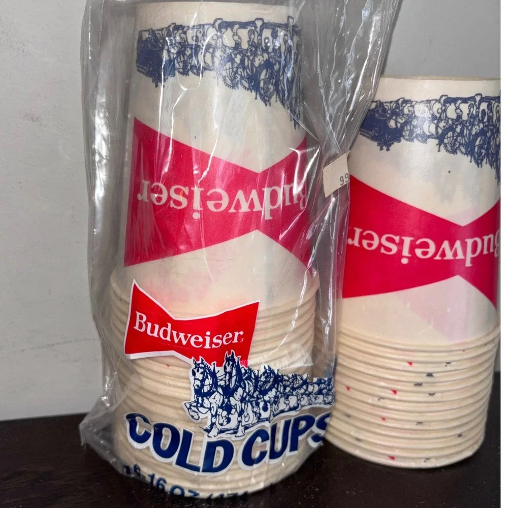 Vintage Budweiser Clydesdale‎ | Wax Paper Cold Cups 16oz | 31 Count | USA Made
